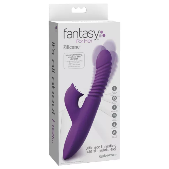 Fantasy For Her - 3-ühes lükatav vibraator soojendusfunktsiooniga (lilla)