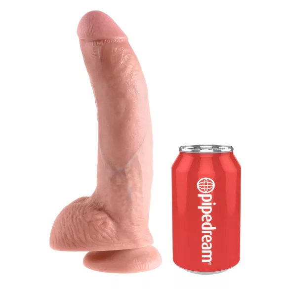 King Cock 9 - suur iminapaga munanditega dildo (23 cm, naturaalne)