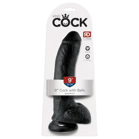 King Cock 9 - suur iminapaga munanditeg dildop (23cm) - must