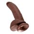 King Cock 9 - suur iminapaga munanditega dildo (23 cm) - pruun