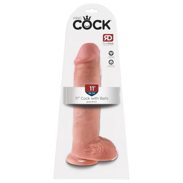 King Cock 11 - iminapaga, munanditega dildo (28 cm) - looduslik