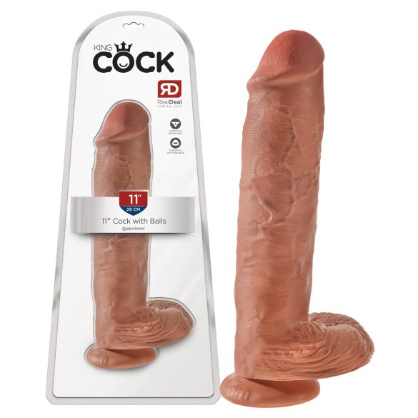 King Cock 11 - iminapaga suguliidiga dildo (28cm) - tume naturaalne
