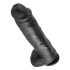 King Cock 11 - must kleepuv jalaga munanditega dildo (28cm)