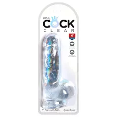  King Cock Clear 6 - realistlik dildoga munanditega iminapp, 15 cm