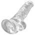 King Cock Clear 8 - iminapaga, munanditega dildo (20cm)
