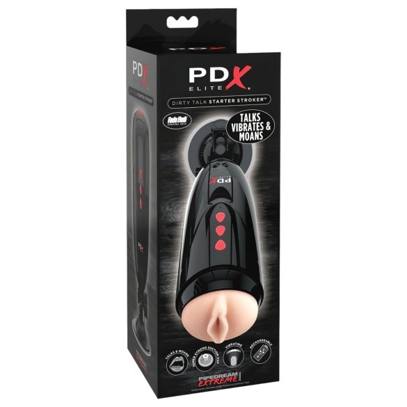 PDX Elite Dirty Talk - vibreeriv tasku-vagi masturbator (must)