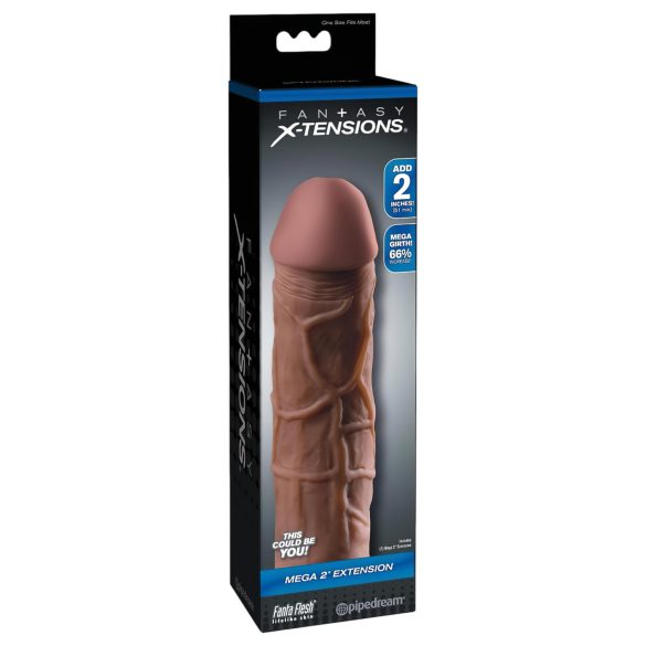 X-TENSION Mega 2 - elutruu peenisehülsi (20,3 cm) - tume naturaalne