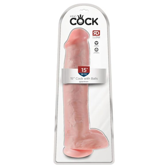 King Cock 15 - iminappidega munanditega dildo (38 cm) - naturaalne
