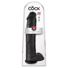   King Cock 15 - realistlik dildo munanditega iminapaga 38cm - must
