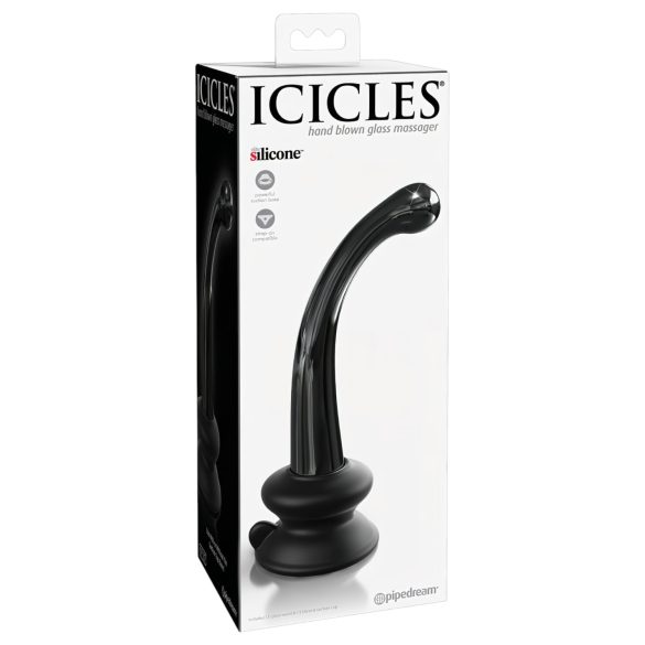 Icicles No. 87 - G+P-punkti klaasist dildo (must)