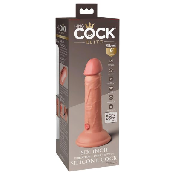 King Cock Elite 6 - realistlik vibraator 15 cm - tume naturaalne