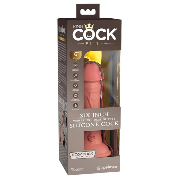 King Cock Elite 6 - realistlik vibraator 15 cm - tume naturaalne