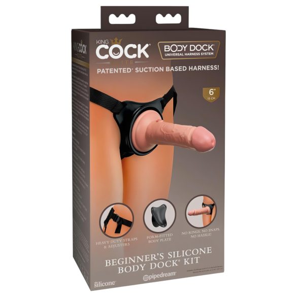 King Cock Elite Beginner's - kinnitusega dildo (naturaalne)
