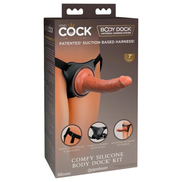 King Cock Elite Comfy - kinnitatav dildo rakmete ja pimedas looduse toonis