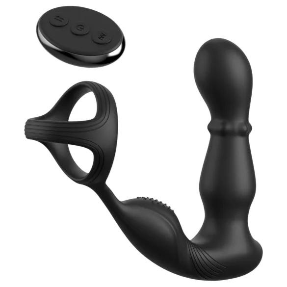 Pipedream Anal Fantasy Ass-Gasm - pöörleva peaga anaalvibraator peeniserõngaga (must)