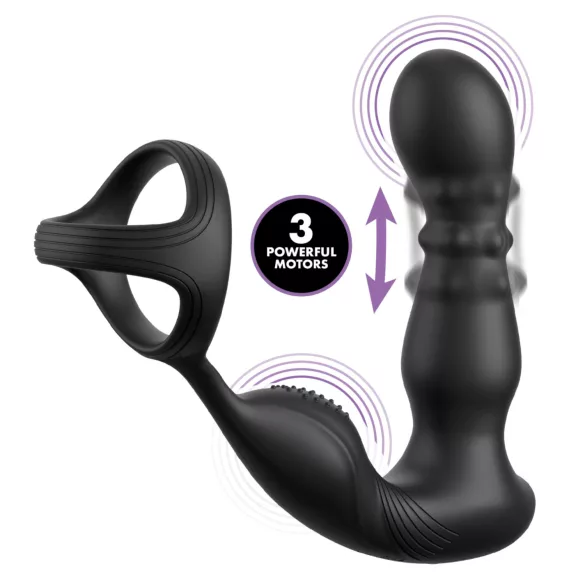 Pipedream Anal Fantasy Ass-Gasm - pöörleva peaga anaalvibraator peeniserõngaga (must)