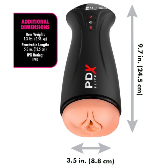 PDX Elite - vaakum masturbator vibratsiooniga - must