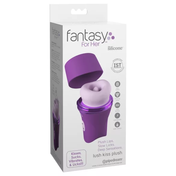 Fantasy For Her Lush Kiss Plush - imemiskeele ja -lutsuva funktsiooniga kliitoristimulaator (lilla)