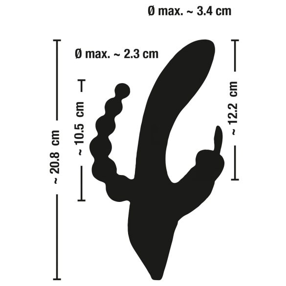 SMILE Triple - vibraator akuga - veekindel 3-haruline - must