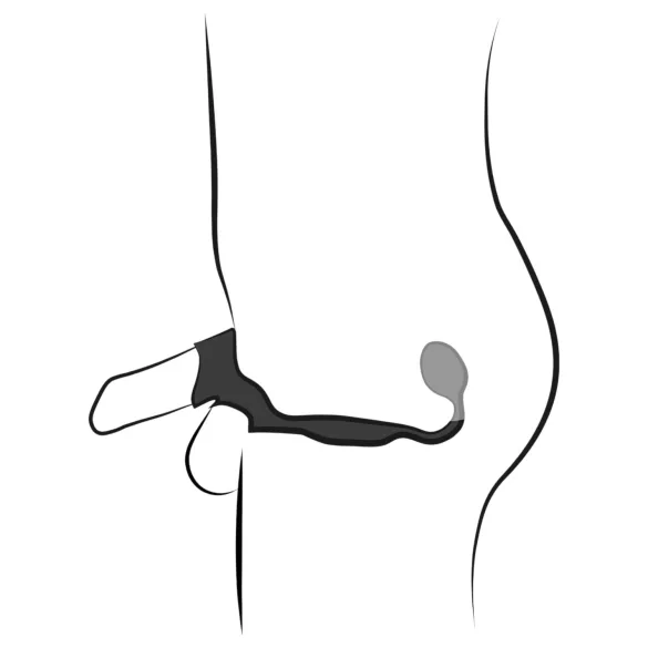 Rebel - peenis- ja munandirõngas anaalse vibraatoriga must