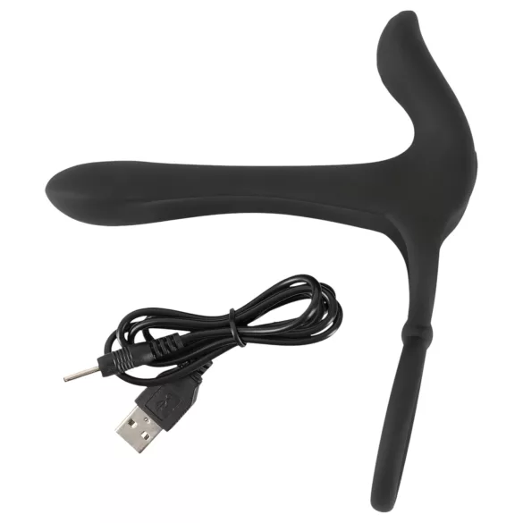 Black Velvets - vibraatoriga paaridele peeniseketas - must, akuga