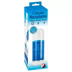   You2Toys - akuga pöörlev-tõukav masturbaator (sinine-valge)