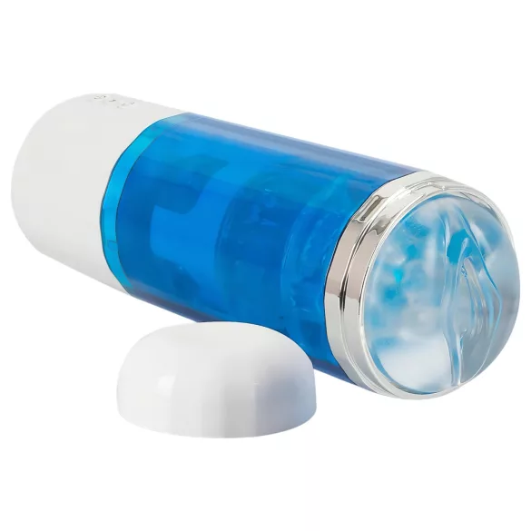 You2Toys - akuga pöörlev-tõukav masturbaator - sinine/valge