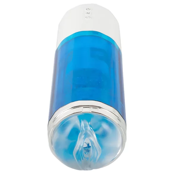 You2Toys - akuga pöörlev-tõukav masturbaator - sinine/valge
