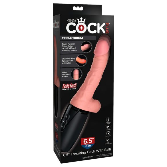 King Cock Plus 6,5 - munanditega lükkav vibraator - naturaalne