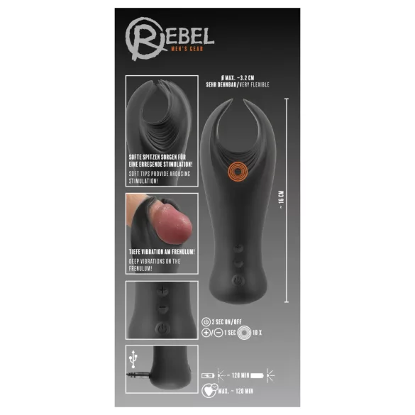 Rebel - vibraator peenisepea stimulatsiooniks - must