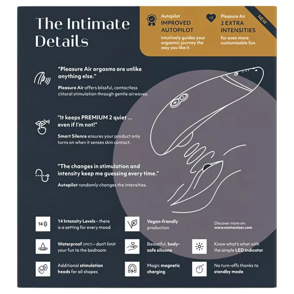 Womanizer Premium 2 - kliitoristimulaator õhuimpulssiga - must