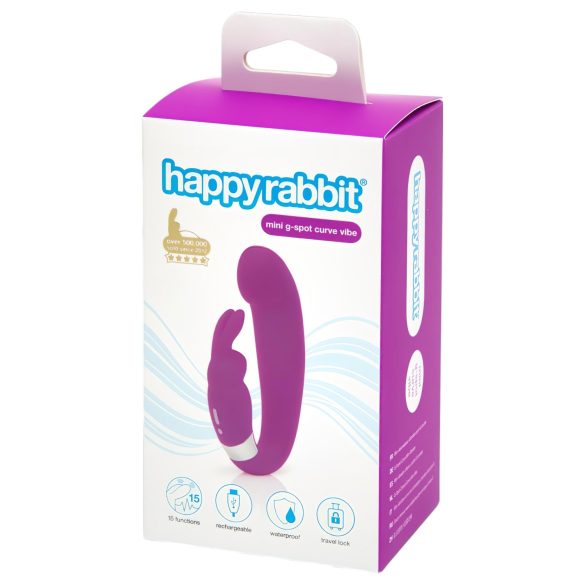 Happyrabbit Mini G - akuga, kliitorikäepidemega G-punkti vibraator (lilla)