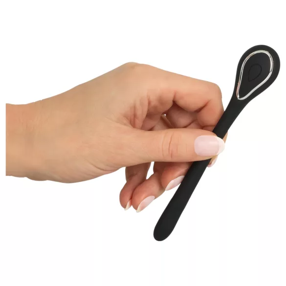 Penis Plug - vibraator dilataator - aku - must - 1cm