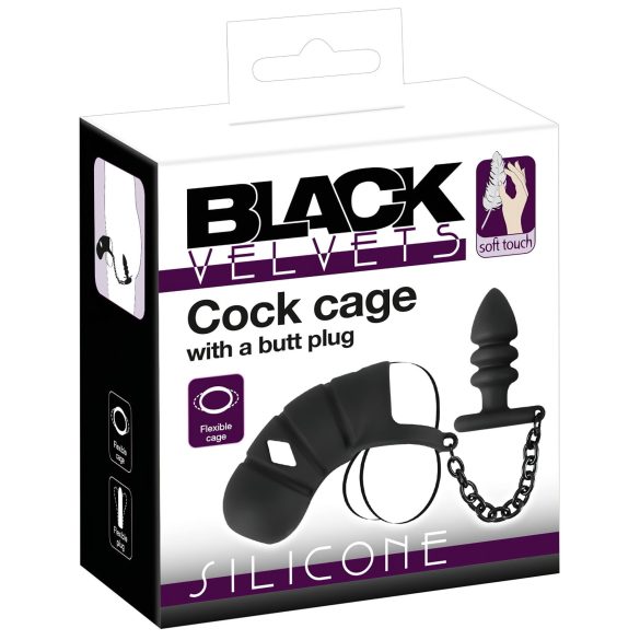 Black Velvet - silikoonist peenisepuur anaalpunniga (must)