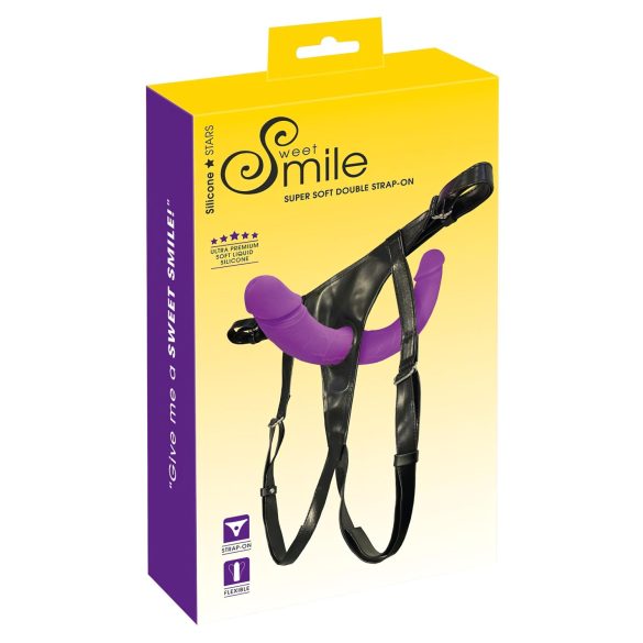 SMILE - topelt strap-on koos aluspükstega (lilla-must)