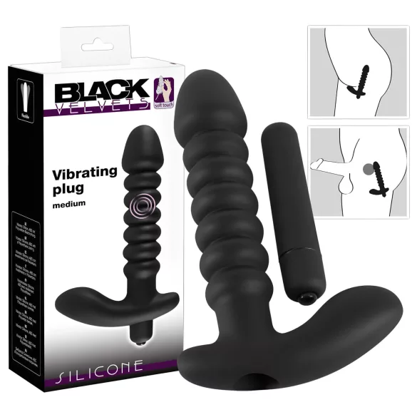 Black Velvets - vibreeriv dildo - sooneline - must, keskmine