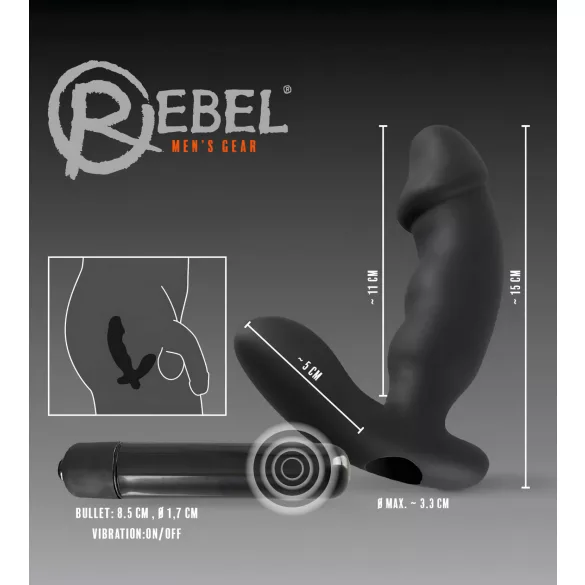 Rebel - prostaatamassaažija dildoga - must
