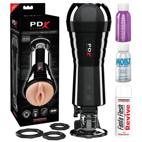 PDX Cock Compressor - imemis-, vibratsiooniga masturbator (must)