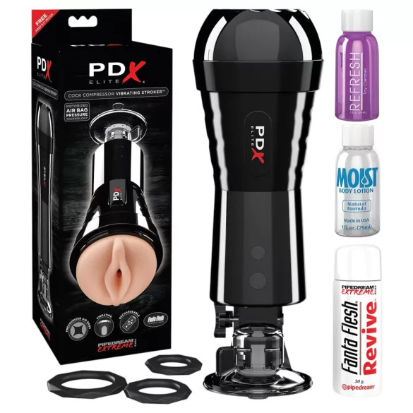 PDX Cock Compressor - vaakumiga vibreeriv masturbaator - must