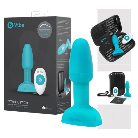 b-Vibe Rimming - pöörlev pärlitega anaalseks vibraator - türkiissinine