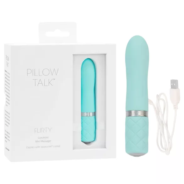 Pillow Talk Flirty - akuga pulkvibraator (türkiissinist värvi)
