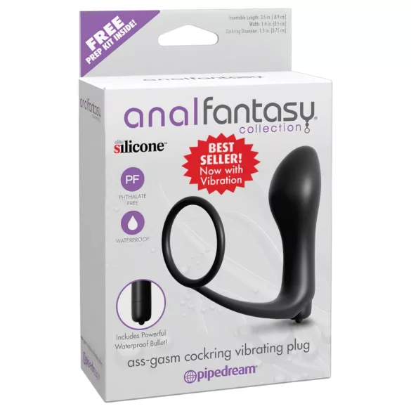 Pipedream - Analfantasy - sõrme anaalvibraator peeniserõngaga (must)