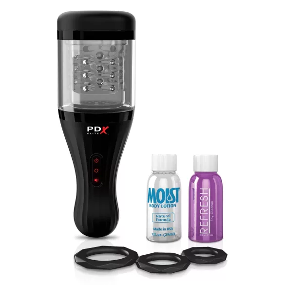 PDX Elite - masturbaator meestele - automaatne - läbipaistev/must