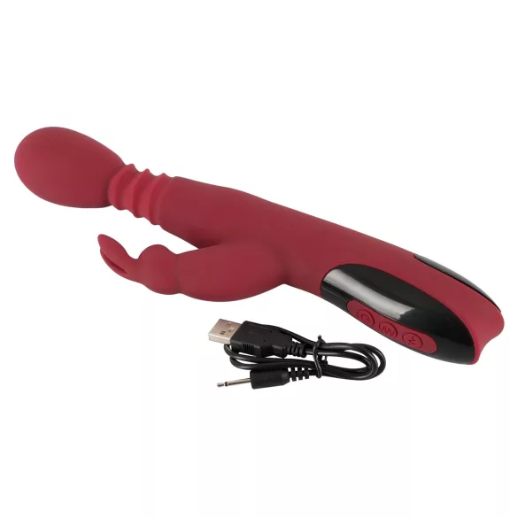 You2Toys Massager - tõukav‑pöörlev, soojendusega G-punkti vibraator (punane)