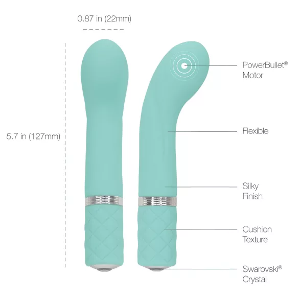Pillow Talk Racy - G-punkti vibraator - kitsas, laetav - türkiissinine
