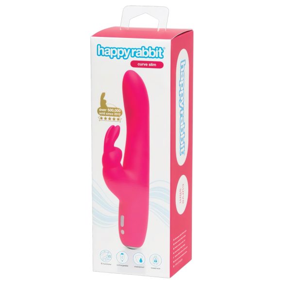 Happyrabbit Curve Slim - veekindel kliitorimasseerijaga vibraator (roosa)