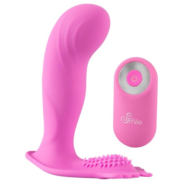 SMILE G-Spot Panty - akuga, juhtmeta strap-on vibraator (roosa)
