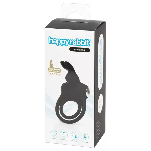 Happyrabbit - vibro peenise- ja munandite rõngas - veekindel, laetav, must