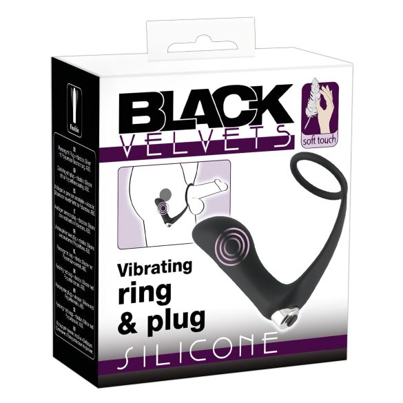 Black Velvet - anaaltapp vibraatorpeenise rõngaga (must)