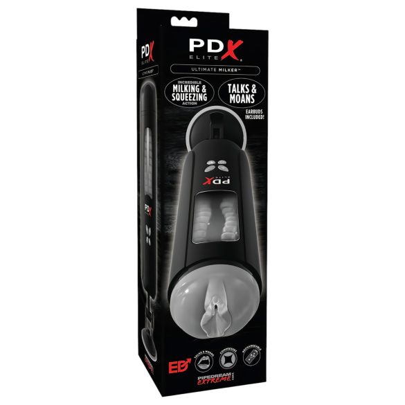 PDX Ultimate Milker - imav ja vibreeriv masturbator (must)
